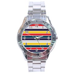 Horizontal Colored Stripes Stainless Steel Analogue Watch by tmsartbazaar