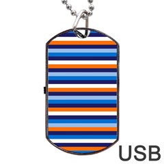 Ocean Blue Stripes Dog Tag Usb Flash (one Side) by tmsartbazaar