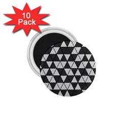 Black And White Triangles Pattern 1 75  Magnets (10 Pack) 