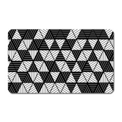 Black And White Triangles Pattern Magnet (rectangular) by SpinnyChairDesigns