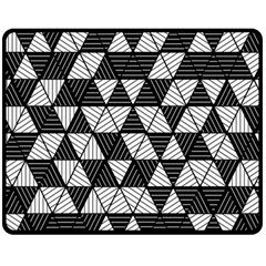 Black And White Triangles Pattern Fleece Blanket (medium)  by SpinnyChairDesigns