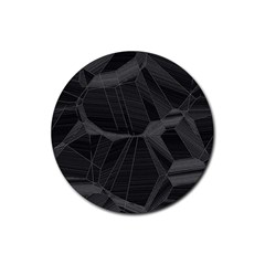 Black Tourmaline Stone Geometric Pattern Rubber Coaster (round)  by SpinnyChairDesigns