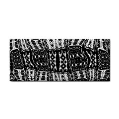 Abstract Black And White Stripes Checkered Pattern Hand Towel by SpinnyChairDesigns