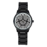 Abstract Black and White Shell Pattern Stainless Steel Round Watch