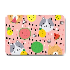 Cats And Fruits  Small Doormat  by Sobalvarro