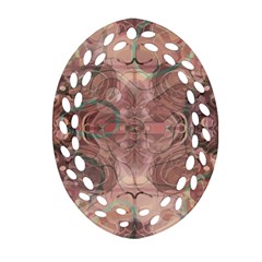 Tea Rose Pink And Brown Abstract Art Color Oval Filigree Ornament (two Sides) by SpinnyChairDesigns
