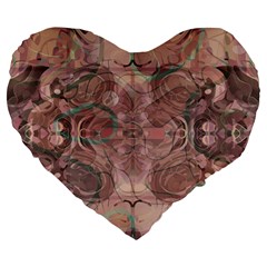 Tea Rose Pink And Brown Abstract Art Color Large 19  Premium Flano Heart Shape Cushions by SpinnyChairDesigns