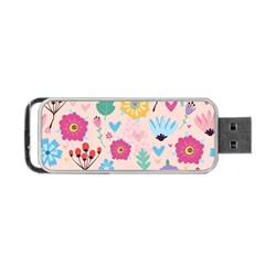 Tekstura-fon-tsvety-berries-flowers-pattern-seamless Portable Usb Flash (one Side) by Sobalvarro