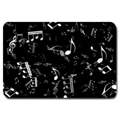 Black And White Music Notes Large Doormat  by SpinnyChairDesigns