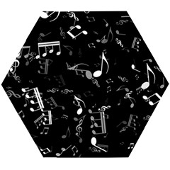 Black And White Music Notes Wooden Puzzle Hexagon by SpinnyChairDesigns