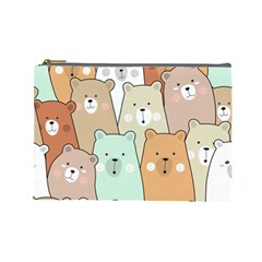 Colorful-baby-bear-cartoon-seamless-pattern Cosmetic Bag (large) by Sobalvarro