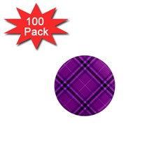 Purple And Black Plaid 1  Mini Magnets (100 Pack)  by SpinnyChairDesigns