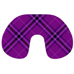 Purple And Black Plaid Travel Neck Pillow by SpinnyChairDesigns