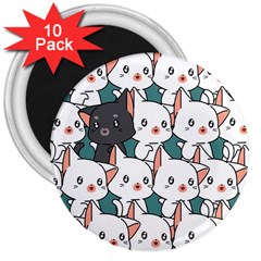 Seamless-cute-cat-pattern-vector 3  Magnets (10 Pack)  by Sobalvarro