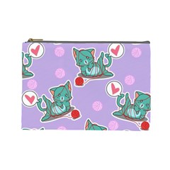 Playing Cats Cosmetic Bag (large) by Sobalvarro