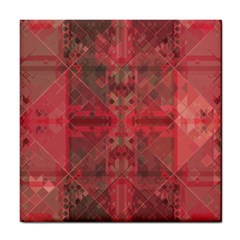 Indian Red Color Geometric Diamonds Tile Coaster by SpinnyChairDesigns