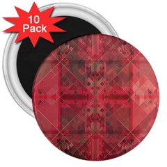 Indian Red Color Geometric Diamonds 3  Magnets (10 Pack)  by SpinnyChairDesigns