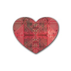 Indian Red Color Geometric Diamonds Rubber Coaster (heart)  by SpinnyChairDesigns