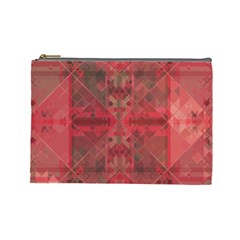 Indian Red Color Geometric Diamonds Cosmetic Bag (large) by SpinnyChairDesigns