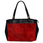 Scarlet Red Velvet Color Faux Texture Oversize Office Handbag (2 Sides) Front