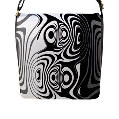 Black And White Abstract Stripes Flap Closure Messenger Bag (l)