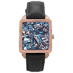 Marginata Flowers  Rose Gold Leather Watch  by DinkovaArt