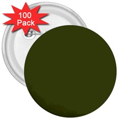 Army Green Solid Color 3  Buttons (100 Pack)  by SpinnyChairDesigns