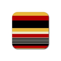 Contrast Yellow With Red Rubber Coaster (square)  by tmsartbazaar