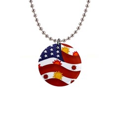 Flage Save Usa Corona 1  Button Necklace by HermanTelo