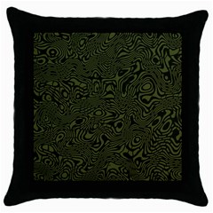 Army Green And Black Stripe Camo Throw Pillow Case (black) by SpinnyChairDesigns