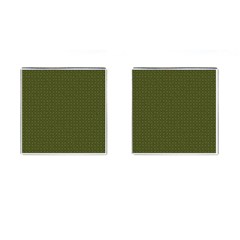 Army Green Color Polka Dots Cufflinks (square) by SpinnyChairDesigns