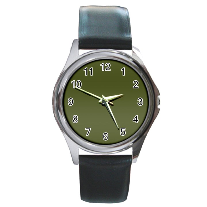 Army Green Color Ombre Round Metal Watch