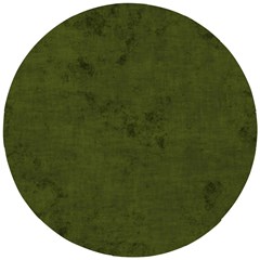 Army Green Color Grunge Wooden Puzzle Round by SpinnyChairDesigns