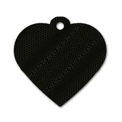 Army Green And Black Netting Dog Tag Heart (two Sides) by SpinnyChairDesigns