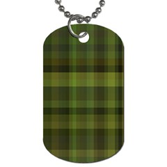 Army Green Color Plaid Dog Tag (two Sides) by SpinnyChairDesigns