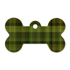 Army Green Color Plaid Dog Tag Bone (one Side) by SpinnyChairDesigns