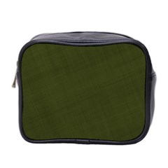 Army Green Color Texture Mini Toiletries Bag (two Sides) by SpinnyChairDesigns