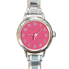 True Blush Pink Color Round Italian Charm Watch by SpinnyChairDesigns