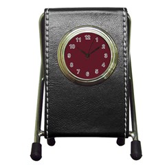 True Burgundy Color Pen Holder Desk Clock by SpinnyChairDesigns