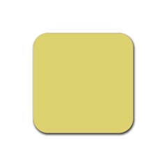 True Lemon Yellow Color Rubber Coaster (square)  by SpinnyChairDesigns