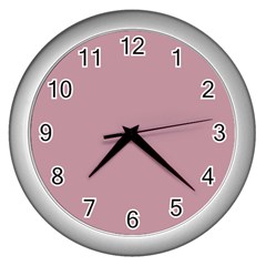 True Mauve Color Wall Clock (silver) by SpinnyChairDesigns