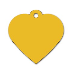 True Saffron Yellow Color Dog Tag Heart (one Side) by SpinnyChairDesigns