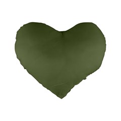 Sage Green Color Standard 16  Premium Flano Heart Shape Cushions by SpinnyChairDesigns