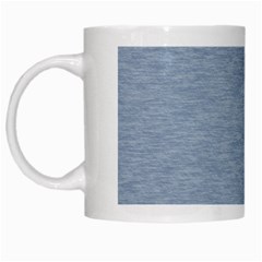 Faded Denim Blue Texture White Mugs by SpinnyChairDesigns