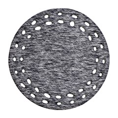 Black White Grey Texture Ornament (round Filigree) by SpinnyChairDesigns