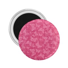 Blush Pink Butterflies Batik 2 25  Magnets by SpinnyChairDesigns