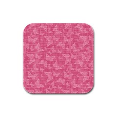 Blush Pink Butterflies Batik Rubber Square Coaster (4 Pack) 