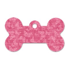 Blush Pink Butterflies Batik Dog Tag Bone (two Sides) by SpinnyChairDesigns