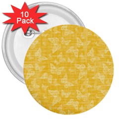 Saffron Yellow Butterflies Batik 3  Buttons (10 Pack)  by SpinnyChairDesigns