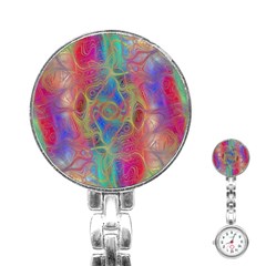 Boho Tie Dye Rainbow Stainless Steel Nurses Watch by SpinnyChairDesigns